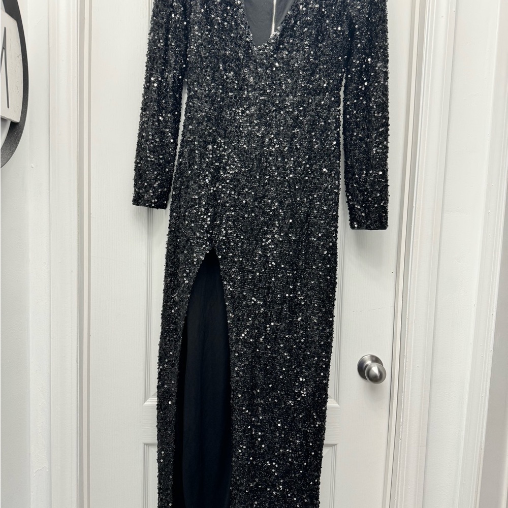 Long Elegant High Split Sequence Evening Gown. Si… - image 3